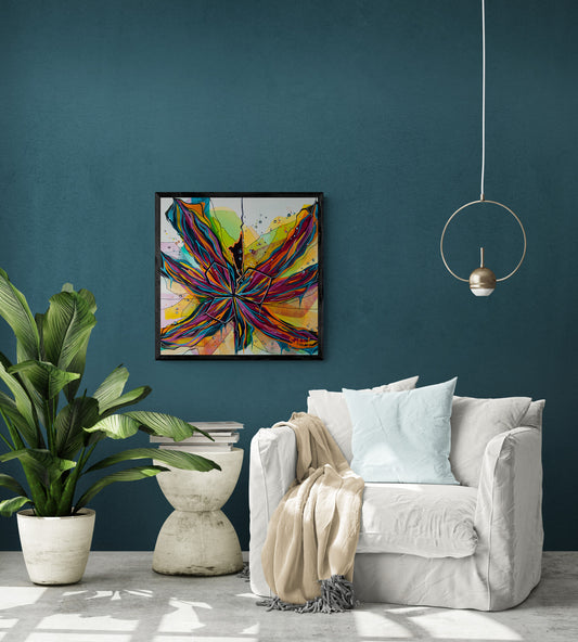 Dans tous ses éclats lll, 20x 20 (oeuvre encadrée)