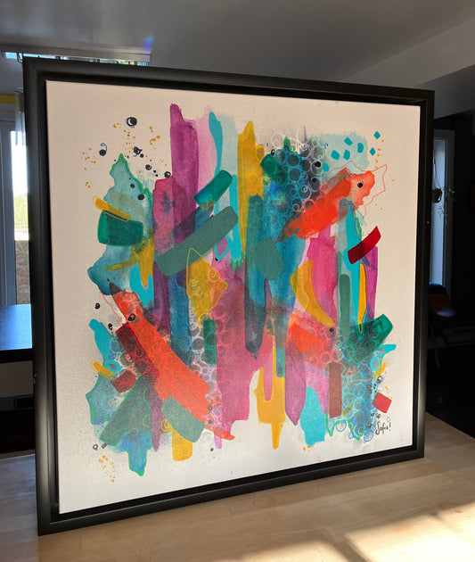 Suivre le courant, 24 x 24 (Oeuvre encadrée)